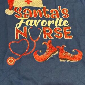 Gildan Blue Santa's Favorite Nurse Tee